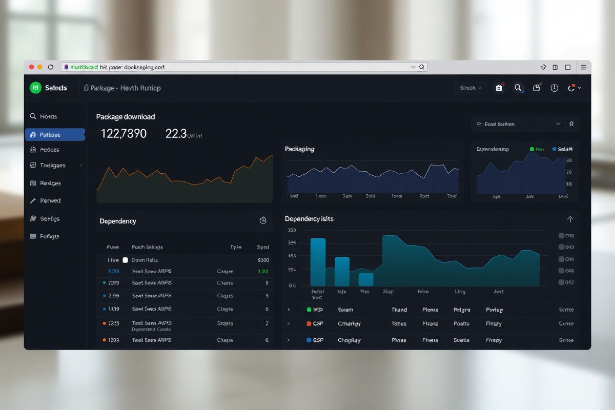 CodeSync dashboard showing real-time cache hit rates, bandwidth usage, and registry mirror status for npm and PyPI